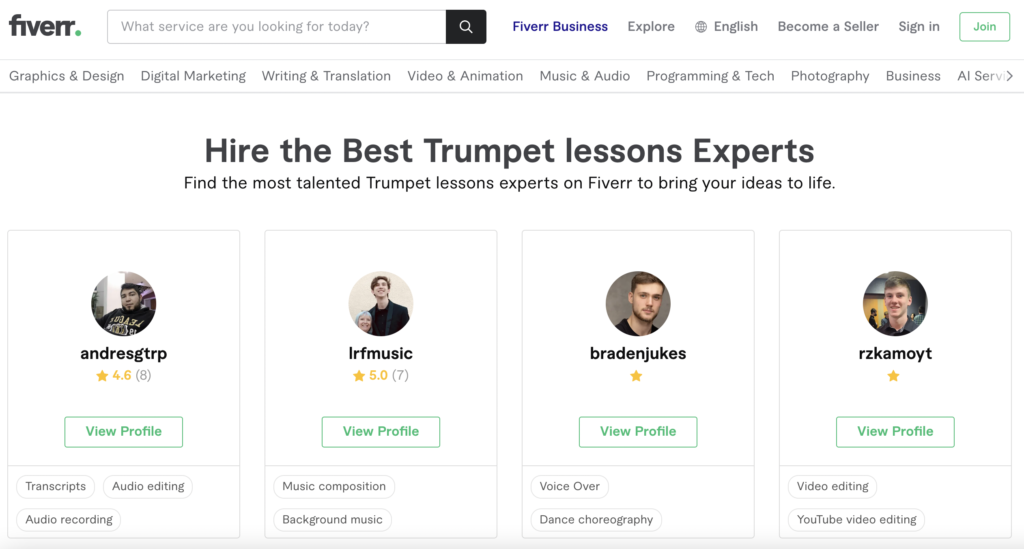Fiverr Online Trumpet Lessons