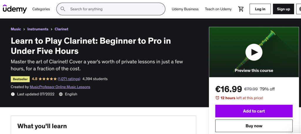 Udemy clarinet lessons