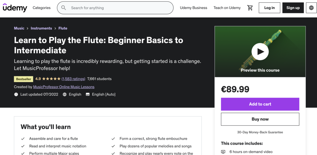 Udemy Online Flute Lessons