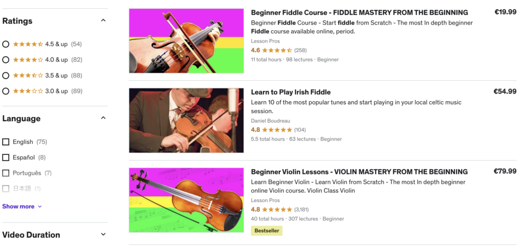 udemy fiddle lessons